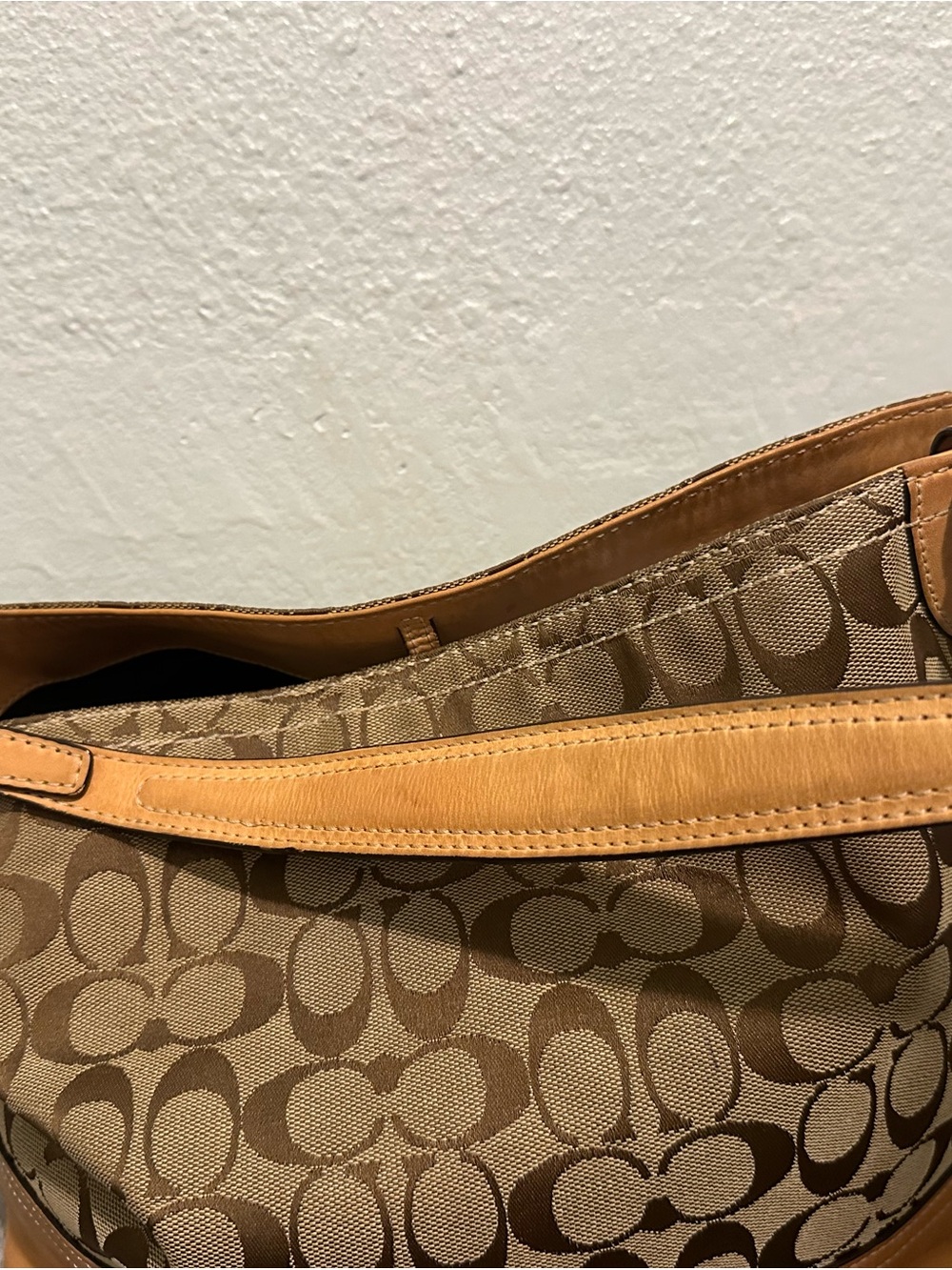 Coach Brown Signature Canvas Hobo with Tan Leather Trim - Picture 11 of 16